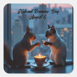 Nationell Romantik-dag Fyrkantigt Klistermärke