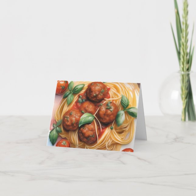 Nationell spaghetti Dag A - 4 januari - vattenfärg Kort (Framsida)