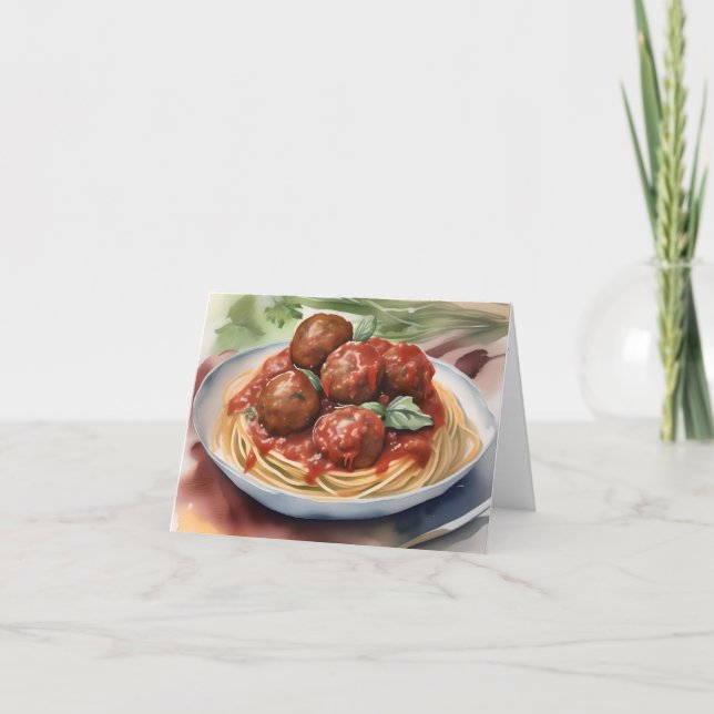 Nationell spaghetti Dag D - 4 januari - vattenfärg Kort (Framsida)