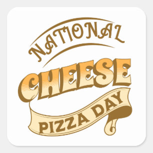 Nationell symbol för ostens pizzadag fyrkantigt klistermärke