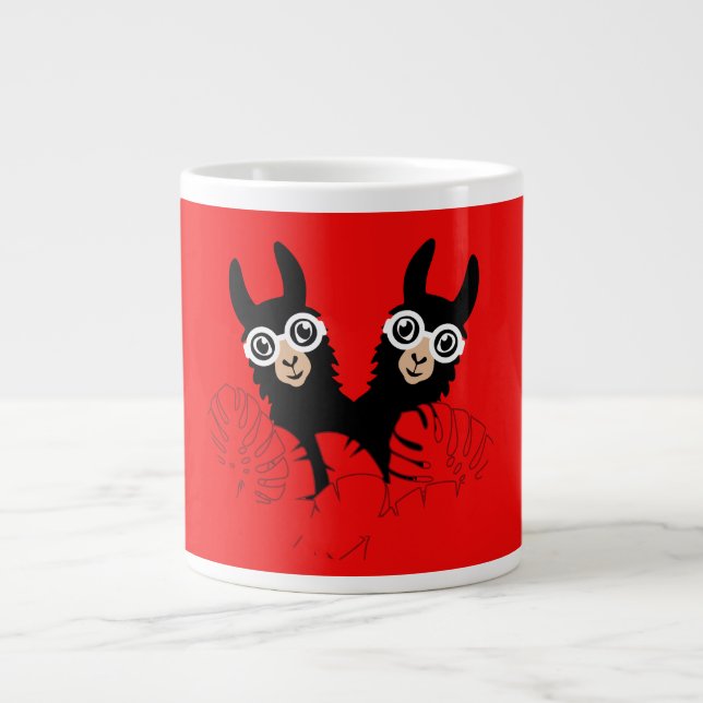 Nationell tvillingdag Llama Alpaca 18 december Jumbo Mugg (Framsidan)