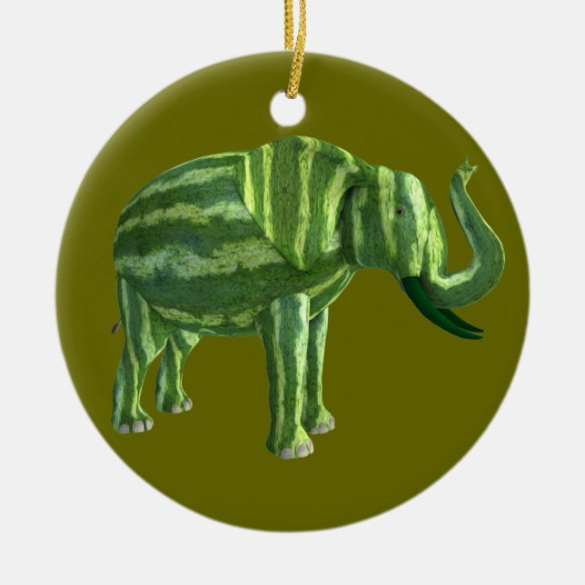 Nationell vattenmelondag Elephant Julgransprydnad Keramik (Framsidan)