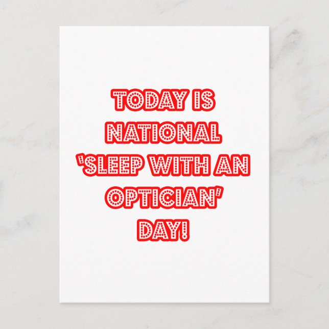 Nationell vilodag med en optikerdag vykort (Framsida)