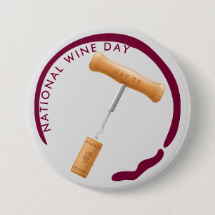 Nationell Vin-dag, korkskruv, vin-fläckar Knapp