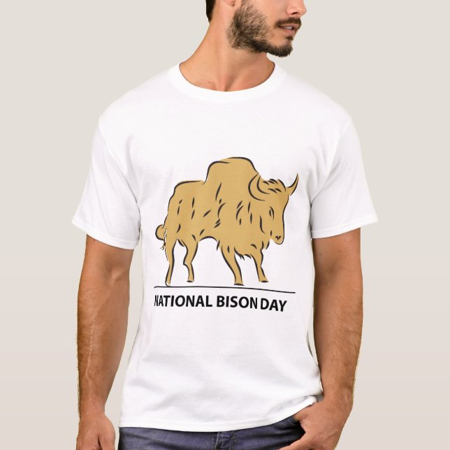 Nationella Bison Dagen Skylt T Shirt (Framsida)