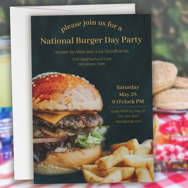 Nationella Burgardagens Festlighet Inbjudningar (National Burger Day Party Invitation)