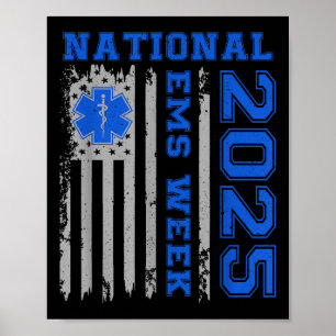 Nationella Ems-veckan 2025 Usa Flagga Akut Medicin Poster