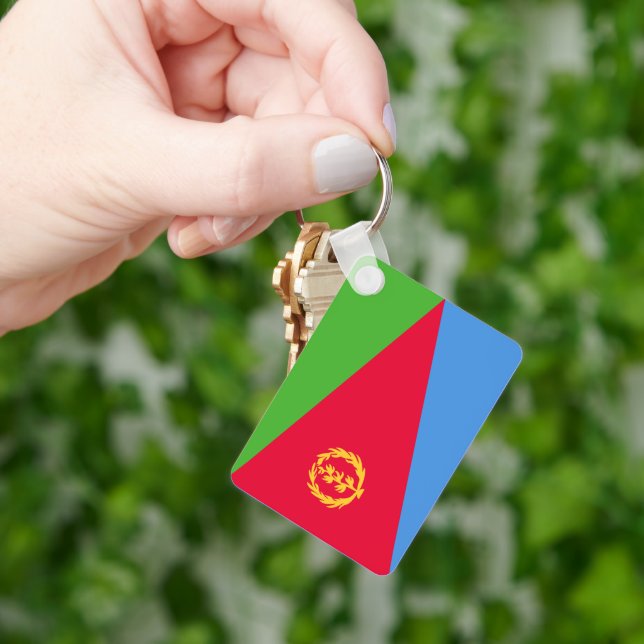 Nationella flaggan i Eritrea rektangel Nyckelring (Hand)