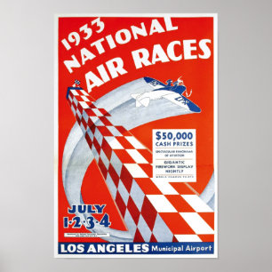 Nationella flygtävlingar, 1933. Gammal reklam Poster