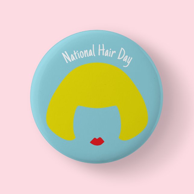 Nationella Hårddagen - Blond Bob Badge/ Knapp (blonde bob - national hair day)
