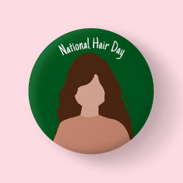 Nationella hårddagen - Brunt hår-märke/knapp Knapp