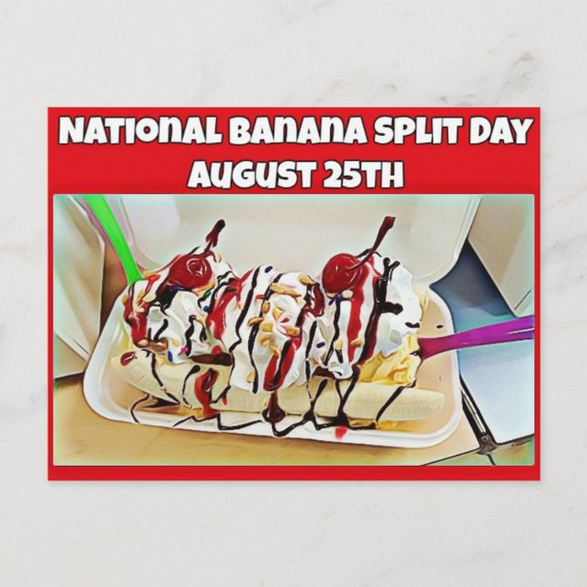 Nationella Helgdagar för Banana Split Day Food Vykort (Framsida)