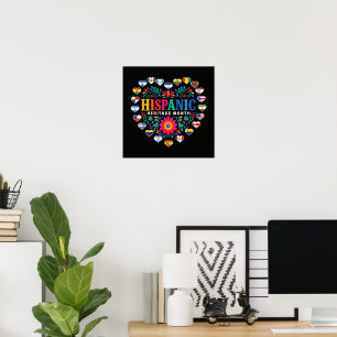 Nationella Hispanic Heritage Month Hjärtflagga Poster