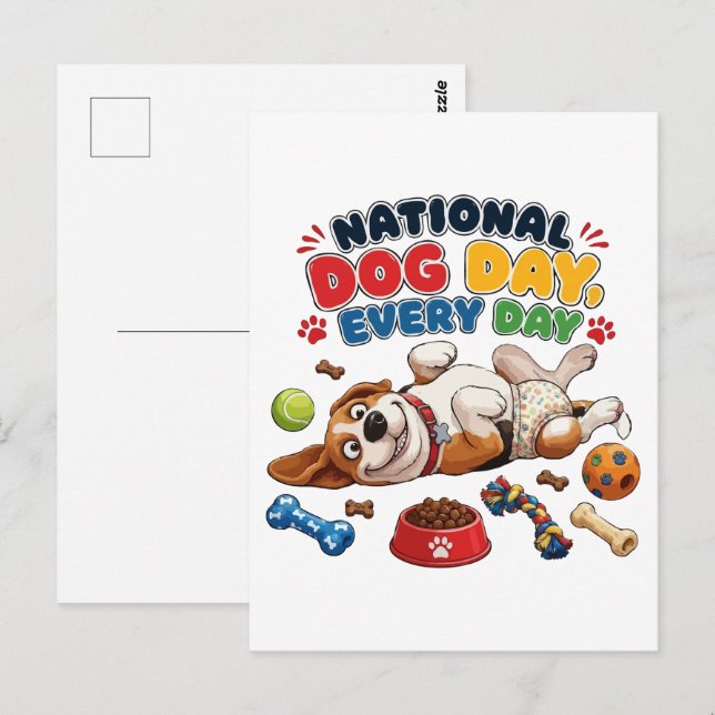 Nationella hunddagen varje dag vykort (Fram/baksida)