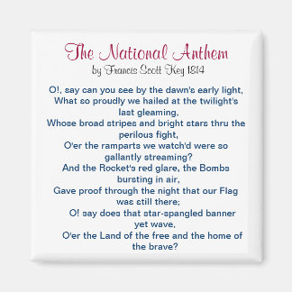 Nationella hymnen av Francis Scott Nyckel 1814 Magnet