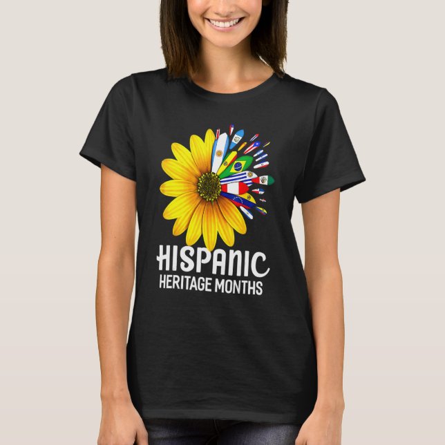 Nationella månaden för det hispanska arvet Sunflow T Shirt (Framsida)