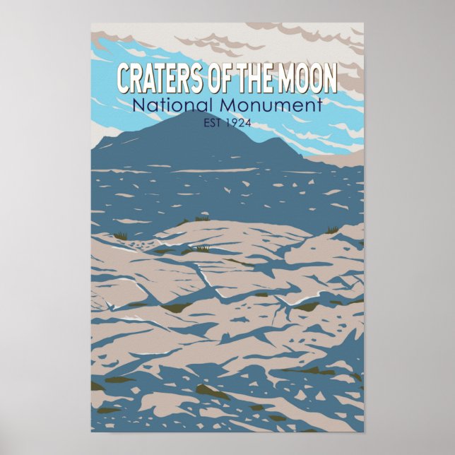 Nationella minnesmärket Idaho Retro i Måne Poster (Framsidan)