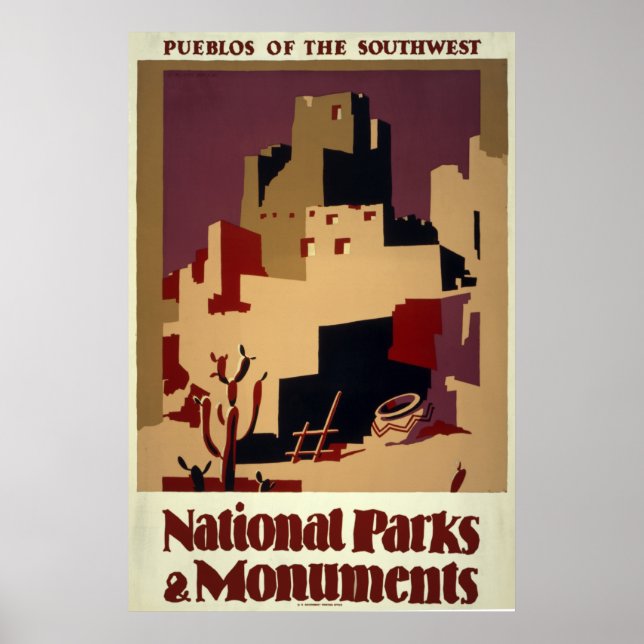 Nationella Parker och monument i Vintage resor Pos Poster (Framsidan)