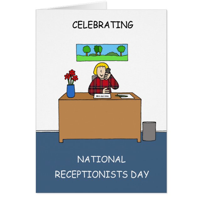 Nationella receptionister-dagen maj hälsningskort (Framsidan)