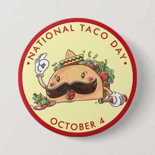 Nationella tako Day, vattenfärgstaco in sombrero Knapp