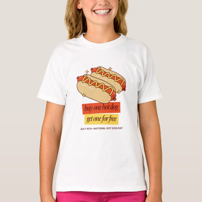 Nationella varmkorvsdagens retro-matkonst t shirt (Framsida)