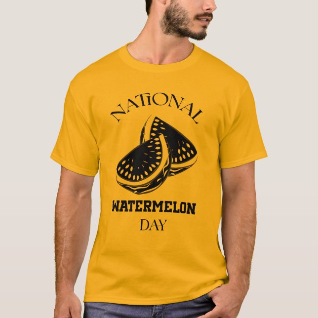 Nationella vattenmelon dagen skylt t shirt (Framsida)