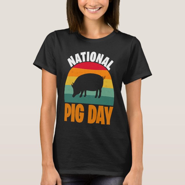 Nationellt Gris Dag Sunset T Shirt (Framsida)