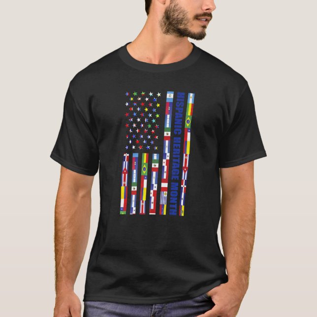 Nationellt ispanikkulturarv, måndag USA flagga - a T Shirt (Framsida)