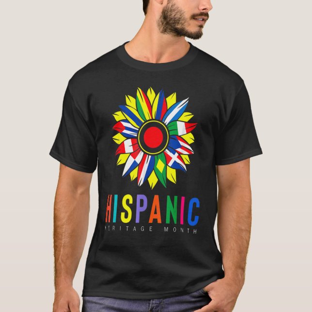 Nationellt ispanikkulturarvsmånad Latino Flaggor S T Shirt (Framsida)