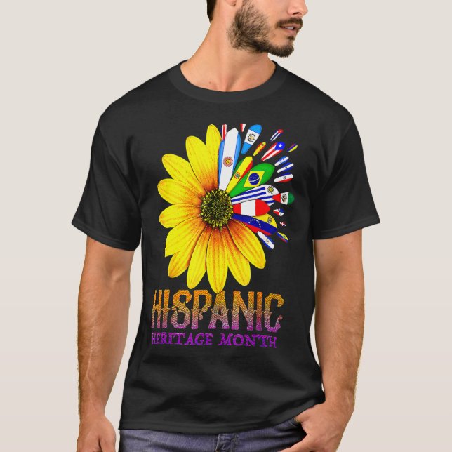 Nationellt ispanikkulturarvsmånad Latino Flaggor S T Shirt (Framsida)