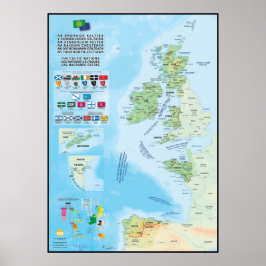 Nationernas celtiques : carte, drapeaux et languag poster