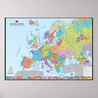 Nationernas Europa Carte des Nations (en français) Poster