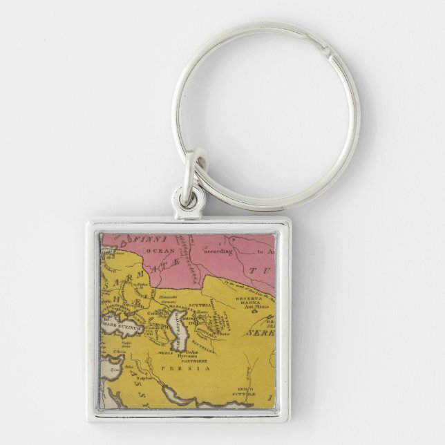 Nationernas tillstånd i det kristna området fyrkantig silverfärgad nyckelring (Framsidan)