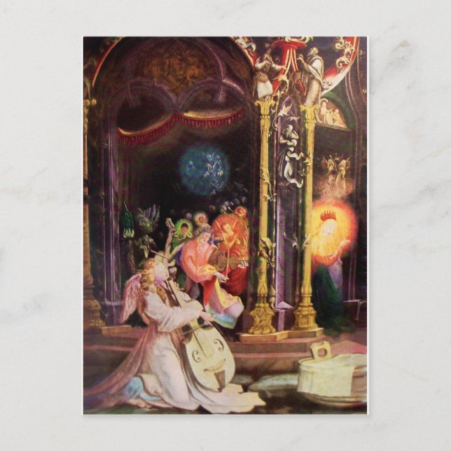 NATITIVITET MED ÄNGLAR - MAGISK CHRISTMAS HELG VYKORT (Framsida)