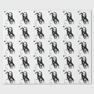 NATIV AMERIKANSK CHIEF CRAZY HORSE IN BLACK & WHIT PRESENTPAPPER