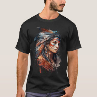 NATIV AMERIKANSK KOLORFUL T SHIRT