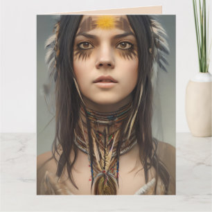 NATIV AMERIKANSK SÖT WOMAN GIRL ART BIRTHDAY KORT