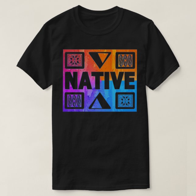 NATIV NATIV AMERIKANSK LYCKLIG NATIV AMERIKANER DA T SHIRT (Design framsida)