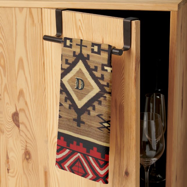 Native Am. Utformning av Initialer Kökshandduk (Thirds Fold)