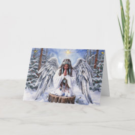 Native American Angel Praying for Peace Christmas Helgkort