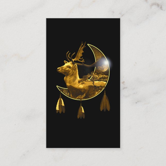 Native American Animal Nature Crescent Hjort Visitkort (Framsida)