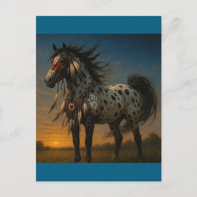 Native American Appaloosa Horse Postcard - Honovi Vykort (Framsida)