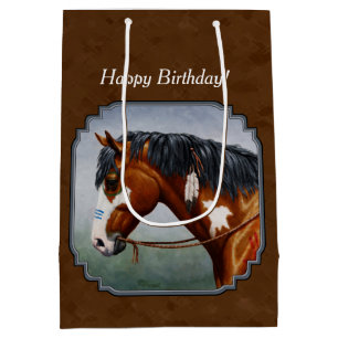 Native American Bay Pinto Horse Brown