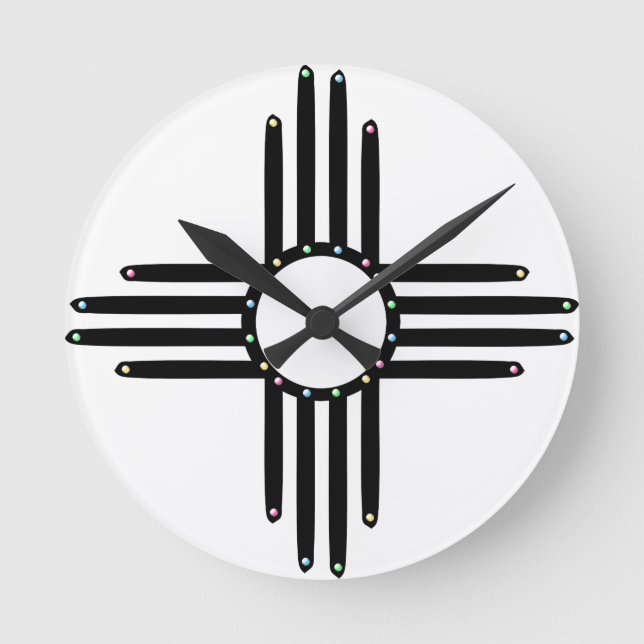 Native American beaded Zia Rund Klocka (Framsida)