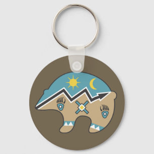 Native American Bear, blå, brun Nyckelring