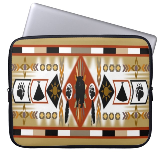 Native American Bear Klan Electronics Bag Laptop Sleeve (Framsidan)