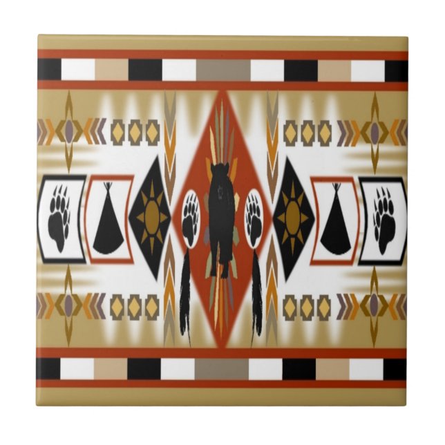 Native American Bear Klan Tile Kakelplatta (Framsidan)
