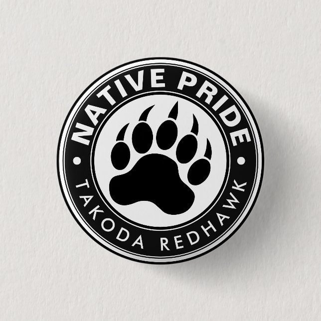 Native American Bear Paw Logo Personalized Name Knapp (Framsida)