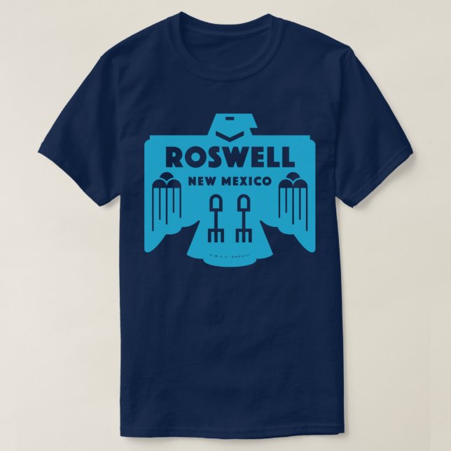 Native American Bird Roswell New mexico Blue T Shirt (Design framsida)