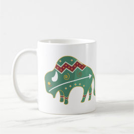 Native American Bison, grönt Kaffemugg